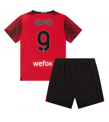AC Milan Olivier Giroud #9 Hjemmedraktsett Barn 2023-24 Kortermet (+ Korte bukser)